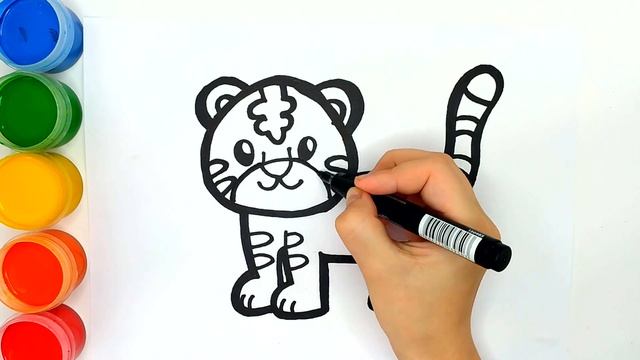 Как нарисовать тигра и тигрёнка / Рисунки и раскраски малышам / Мультик раскраска для детей смотреть онлайн
