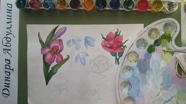 Поэтапное рисование подснежников в цвете упражнение№2 смотреть онлайн