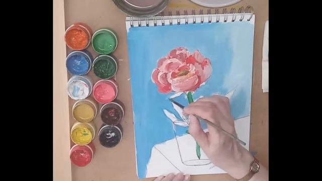 Рисуем пион гуашью смотреть онлайн