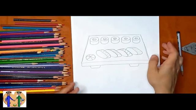 Как нарисовать суши и роллы . Онлайн-школа рисования "Малевашки" смотреть онлайн
