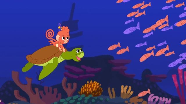 Sea Turtle Cartoon | Cute Animated Ocean Animals Video for Children | Learn Animals for Kids смотреть онлайн