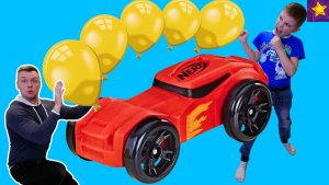 Как летают МАШИНКИ НЕРФ  ! Игорюша предложил NERF  ЧЕЛЛЕНДЖ вместо уборки!!! Видео для детей
