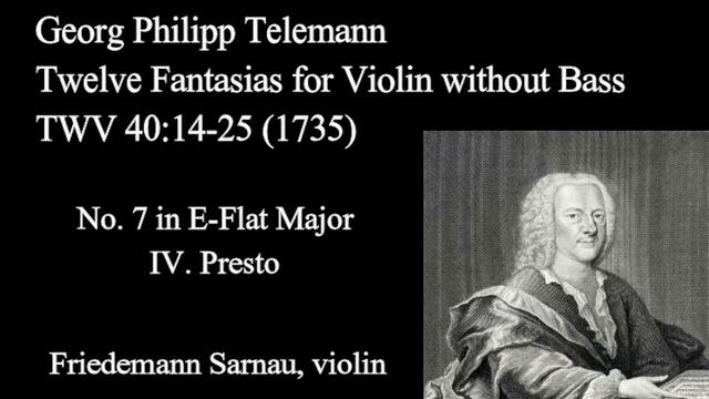 Telemann Fantasia For Solo Violin No  7  IV  Presto