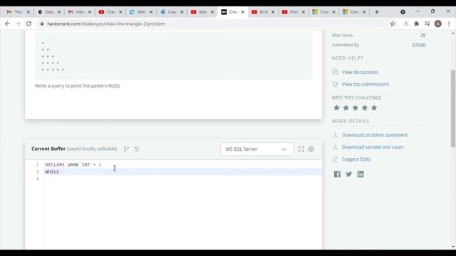 How to print a triangular pattern on SQL using MS SQL Server смотреть онлайн
