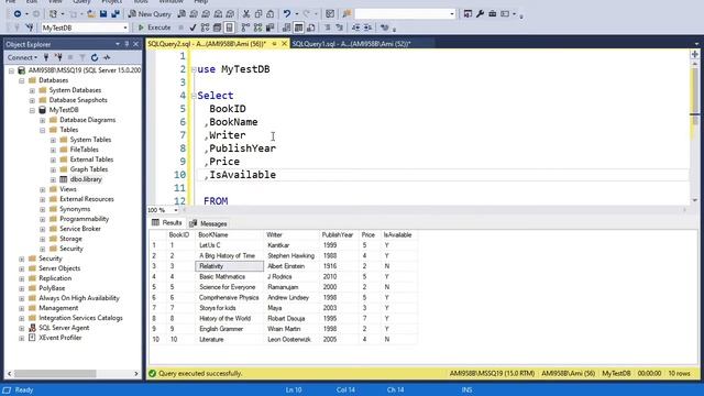 Select statement in SQL Server 2019 with management studio смотреть онлайн
