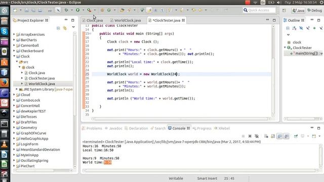 Prog. Project - Clock part1 [Subclass, Superclass, Inheritance Demo] (Java) смотреть онлайн