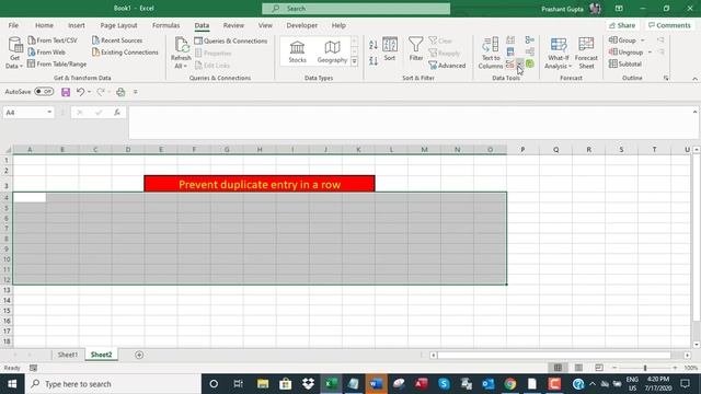 Prevent duplicate entry in column & row, both in Excel смотреть онлайн