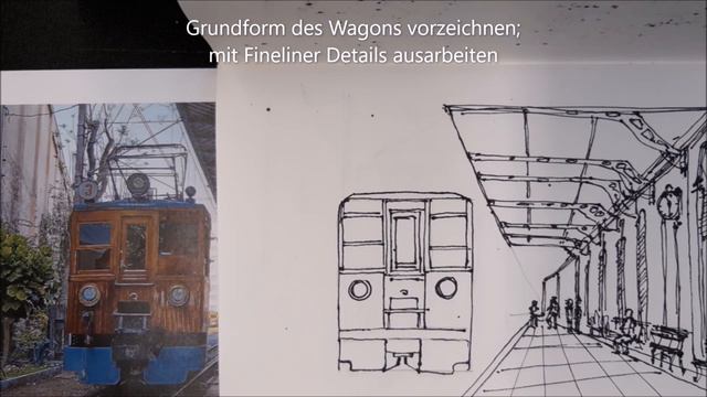 # 32: Urban Sketching "Bahnhof Palma de Mallorca"- ONLINE-Live-Kurs speed up-Demo смотреть онлайн