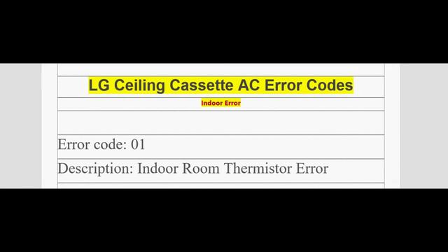 LG Ceiling Cassette AC Error Code 01 смотреть онлайн