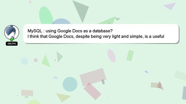 MySQL : using Google Docs as a database? смотреть онлайн