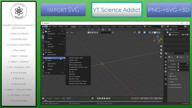 Convert PNG Logo to SVG in Illustrator to 3D in Blender смотреть онлайн