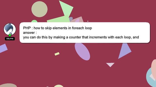 PHP : how to skip elements in foreach loop смотреть онлайн