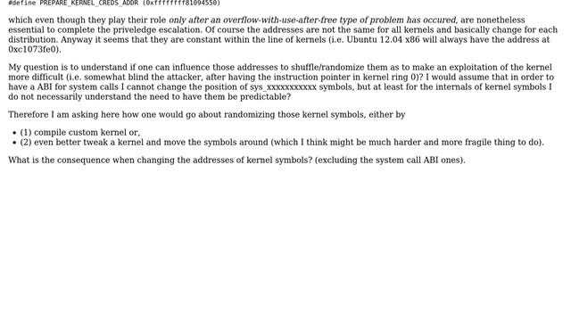 Unix & Linux: Can the kernel symbols' addresses be influenced? consequences? смотреть онлайн