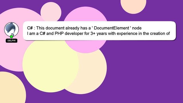 C# : This document already has a ' DocumentElement ' node смотреть онлайн