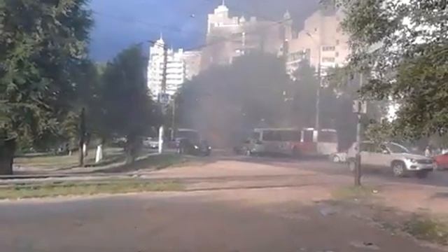 Горящий автобус. Липецк