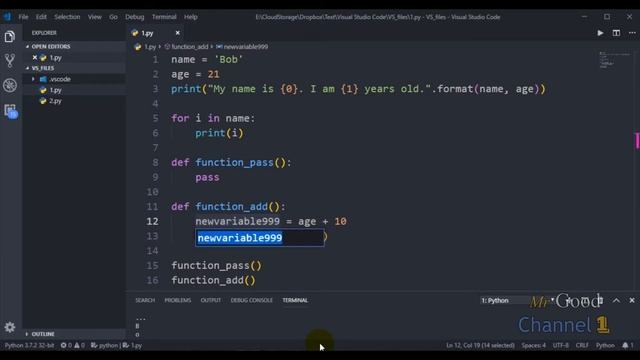Refactoring, Extract Variable, Extract Method, Run in Terminal - course VS Code & Python смотреть онлайн