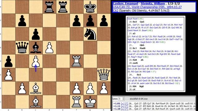 World Championship 1894-Game 5-Lasker,Emanuel-Steinitz,William смотреть онлайн