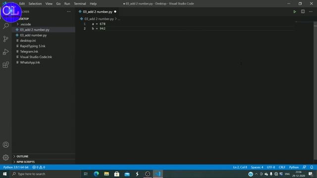 Add two given number in program in python।। Code learning।। смотреть онлайн