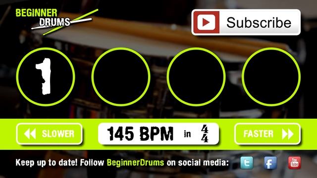 145BPM (4/4) Visual Metronome / Click Track - Beginner Drums смотреть онлайн