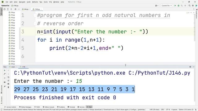 Python Program For First N Odd Natural Numbers In Reverse Order #18 #AataaplyabhashetCoding смотреть онлайн