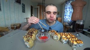 МУКБАНГ РОЛЛЫ / ROLLS / ЗАПЕЧЕННЫЕ / СЕТ НА ТРОИХ / СОУС / ОБЖОР / Mukbang ASMR / АСМР #903