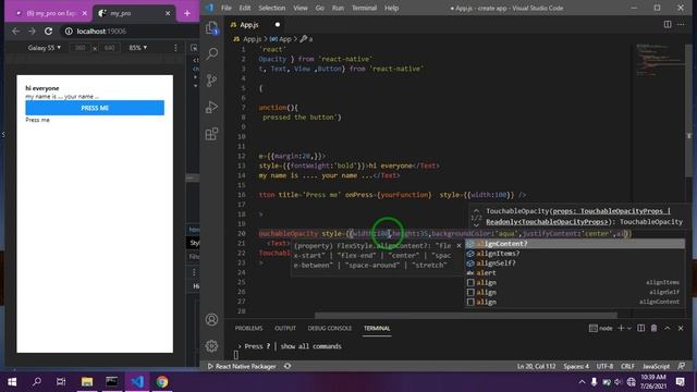 How to give A style to Button in React Native #Button #TextInput #TouchableOpacity смотреть онлайн