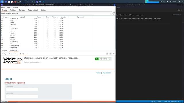 Authentication Vulnerabilities - Lab #4 Username enumeration via different responses | Short Versio смотреть онлайн