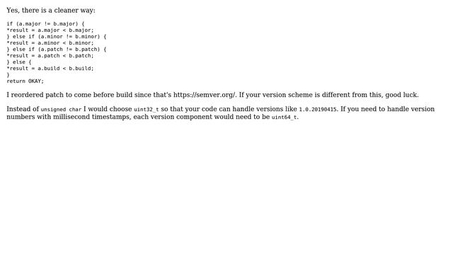 Compare a given version number in the form major.minor.build.patch and see if one is less than... смотреть онлайн