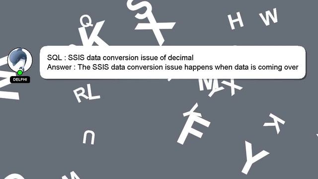 SQL : SSIS data conversion issue of decimal смотреть онлайн