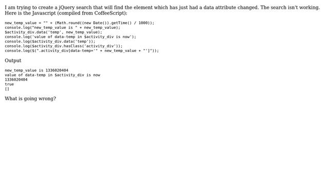 jQuery selector to find an element based on a data attribute isn't working (2 Solutions!!) смотреть онлайн