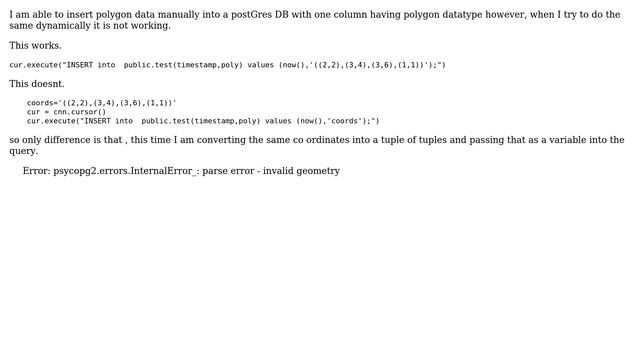 GIS: Inserting Polygon data into PostGIS using Python смотреть онлайн