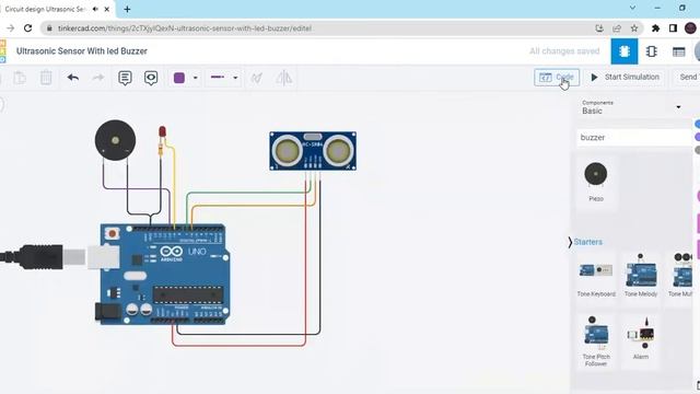 Ultrasonic Sensor with LED and Buzzer Using Arduino at Tinkercad | Arduino Project | Mini project смотреть онлайн