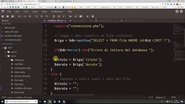 PHP: modifica di una riga del database смотреть онлайн