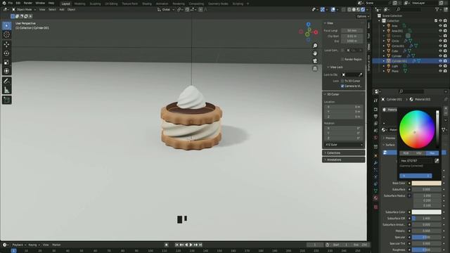 Whipped Cream Cake tutorial in Blender 3.3 смотреть онлайн