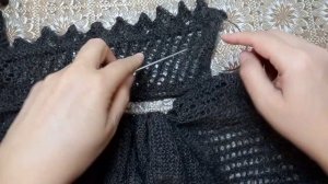 Пуховая шаль. Часть 2.  Присоединяю кайму. Стираю и растягиваю платок.