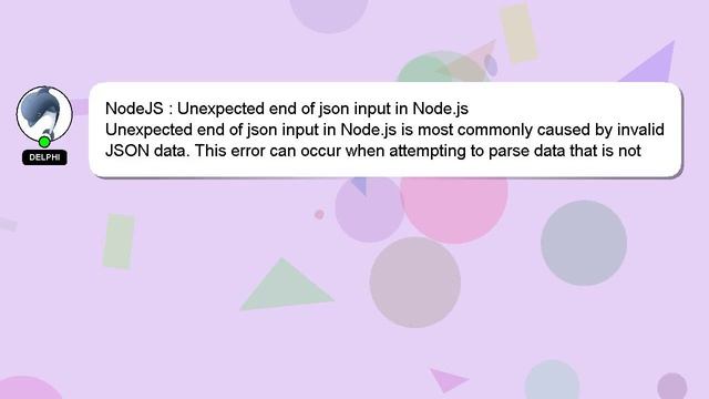 NodeJS : Unexpected end of json input in Node.js смотреть онлайн