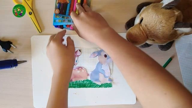 Аппликация для детей. Олененок Бемби и Зайчонок Топотун. смотреть онлайн