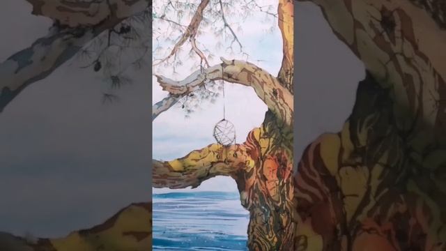 Картина на шелке "Пицундская сосна и море..." смотреть онлайн