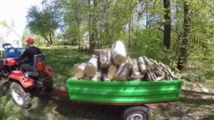 ВОЗИМ ДРОВА минитрактором ROSSEL xt-184d с прицепом kerland самосвальным , строим ангар 10,4х25