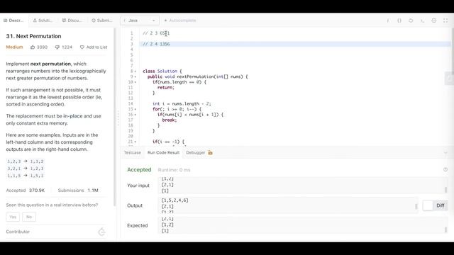 LeetCode 31 Next Permutation (Java) смотреть онлайн