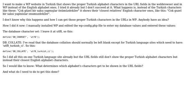 Wordpress: Getting Turkish alphabet characters in the URL field in webbrowser смотреть онлайн