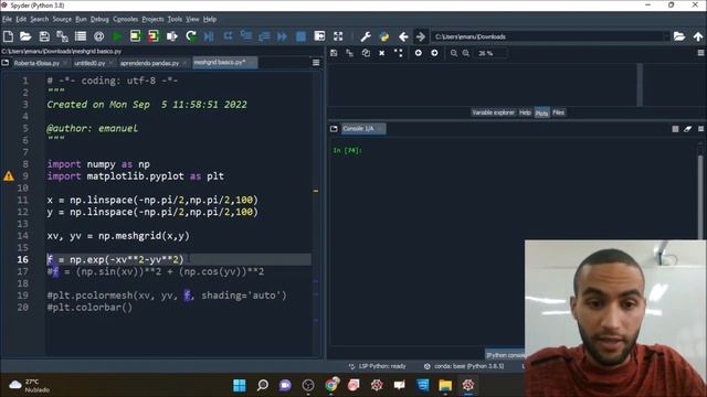 Gráfico de Intensidade de Cores no Python usando o comando 'Meshgrid' смотреть онлайн