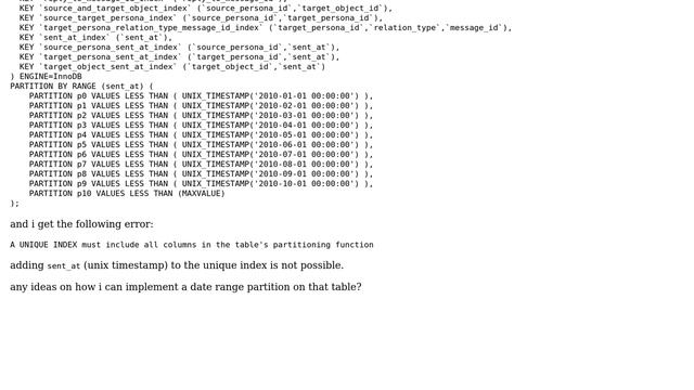Databases: MySql - partition by range and unique key смотреть онлайн