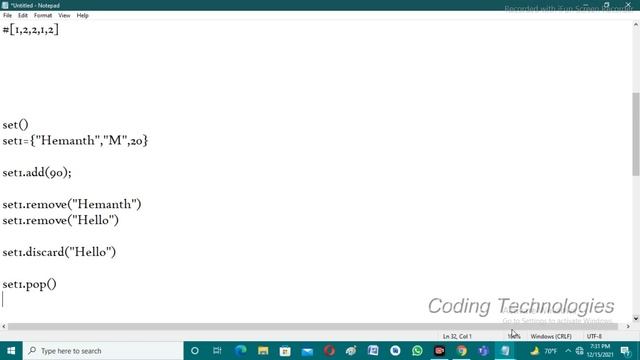 sets in Python || set methods in Python |add() |remove() | discard() | clear() | Coding Technologie смотреть онлайн