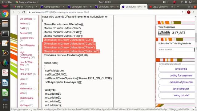 Java Swing Menu Bar | Menu Bar in Java Swing Example | Java Swing JMenuBar, JMenu, JMenuItem смотреть онлайн