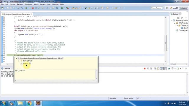 How to use reset() method of ByteArrayOutputStream? | Java IO | Java Tutorial смотреть онлайн