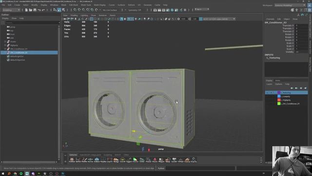 Depot. Создание Cyperpunk окружения. Часть 6.3. Кондиционеры. Lowpoly + UV, Bake.
