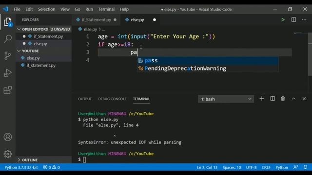 pass Statement in python in Hindi || pass statement in python смотреть онлайн