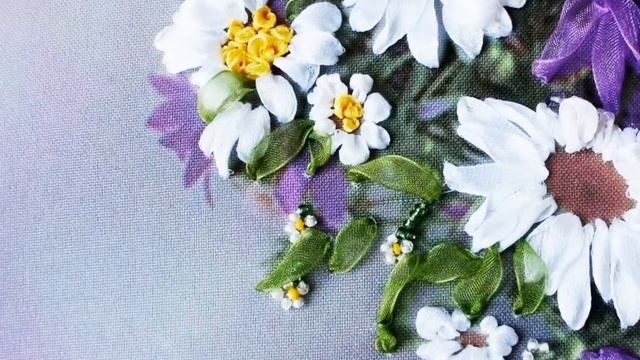 РОМАШКИ БЕЛЫЕ вышивка лентами смотреть онлайн