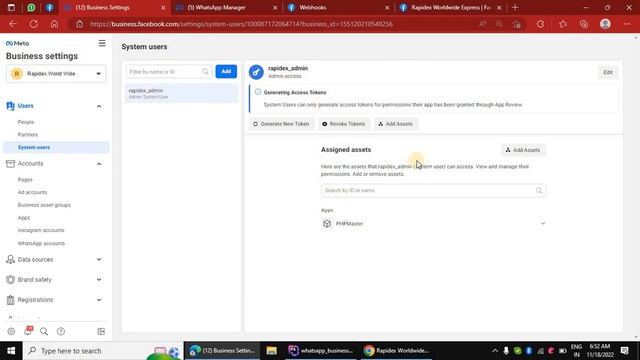 How to generate permanent token for WhatsApp business Cloud API 2022 смотреть онлайн